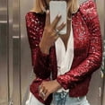 thumbnail image 5 of Party Blazer Sequin Decoration Crew Neck Long Sleeves Slim Fit Cardigan Dress Up Streetwear Women Op, 5 of 5
