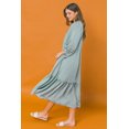 thumbnail image 3 of A. Calin by Flying Tomato Women's Shift Midi Kaftan Boho Dress (S, Sage), 3 of 5