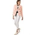 thumbnail image 3 of INSPIRE CHIC Women's Winter Worsted Notched Lapel Double Breasted Short Peacoat, 3 of 7