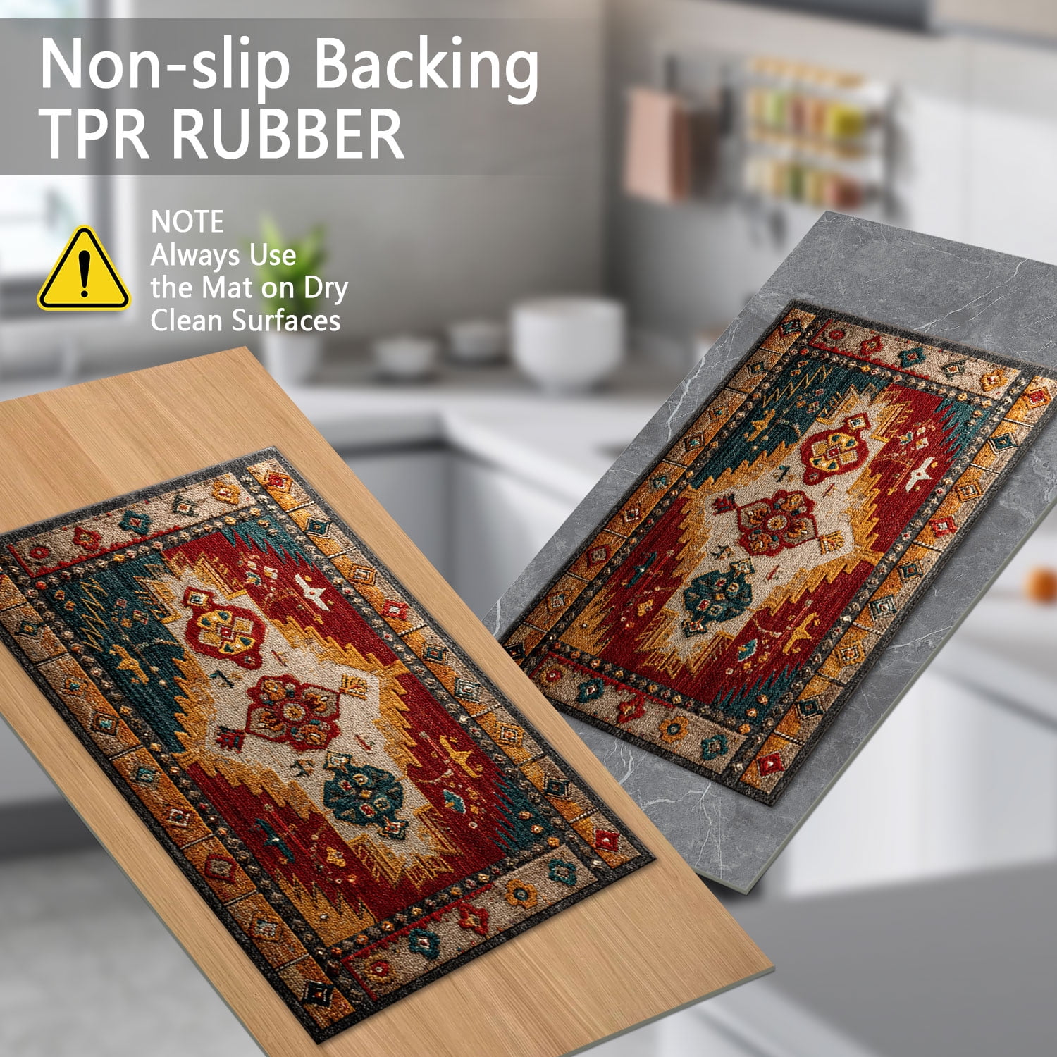 3 Piece Kitchen Rug Set, Non-Slip And Washable, Abstract Pattern Kitchen Hallway Rug, Soft And Comfortable, Suitable For Sinks, Floors, Entrances, Hallways and Bathrooms