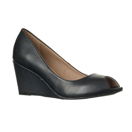 - Riverberry Women's Addie Mid-Height Peep Toe Wedge Pumps