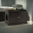 thumbnail image 2 of Pefilos 34" Large Cat Litter Box Enclosure, Wood Hidden Cat House Washroom Furniture for Living Room, Bedroom, Bathroom with Magazine Rack, Brown, 2 of 7