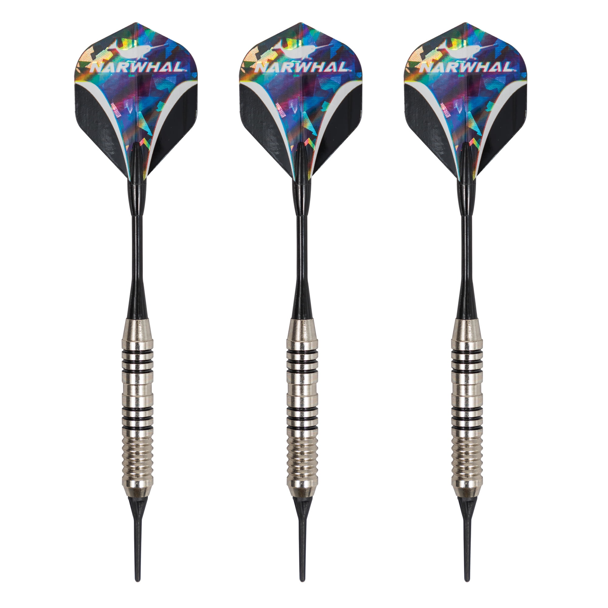 Narwhal Tournament Soft Tip Darts (5.5 in. - 18g) with Nickel Barrell and Deluxe Storage Case, 3 Pack