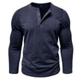 thumbnail image 3 of Previn Men's 2025 Blouse Casual Henley Shirt Comfy Henley Crew Neck Button Spring Home Cotton Long Sleeve Top Navy X-Large, 3 of 5