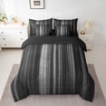 thumbnail image 2 of Homewish Laser Line 7 Pieces Bedding Comforter Set,Modern Geometric Artwork Full Bedding Set,Gradient Gray Black Fitted Sheet Flat Sheet For Men Women,Microfiber Bedroom Decor Reversible, 2 of 8