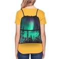thumbnail image 4 of Easygdp Northern Lights 2 Drawstring Backpack Gym Bag,Sport Gym Sackpack,Gym Sack with Side Pocket for Men Women, 4 of 6