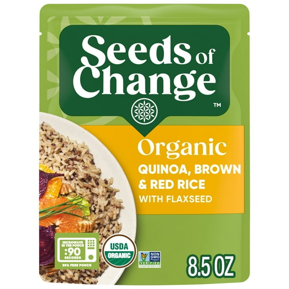 (4 pack) SEEDS OF CHANGE Organic Quinoa, Brown & Red Rice, 8.5oz