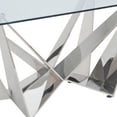 thumbnail image 3 of Benjara Dining Table with Overlapped Metal Geometric Accent- Silver, 3 of 6