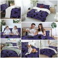 thumbnail image 5 of Halloween Crows Bedding Duvet Cover Set Full Size 4 Pieces Retro Classic Watercolor Art Purple Texture Bedding Set with Zipper Closure, 1 Comforter Cover 86x86 Inches 1 Flat Sheet & 2 Pillow Cases, 5 of 7