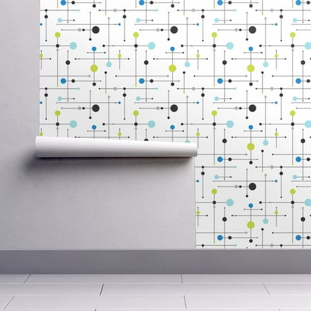 Optical Dots Wallpaper - Peel-and-Stick Removable Wallpaper Mid Century Modern Lines Dots Circles Mod