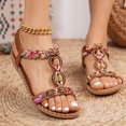 thumbnail image 4 of Bohemian Beach Sandals for Women 2025 Boho Summer Braided Wedge Low Heels Elastic Slingback Dress Sandals, 4 of 8