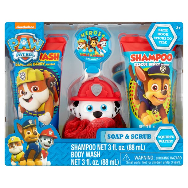 Nickelodeon Paw Patrol Soap & Scrub Shampoo and Body Wash Bath Set, 4pcs