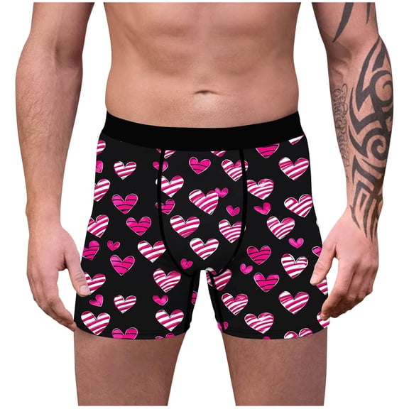 Vetsdori Valentine's Day Underwear for Men Casual Soft Cozy Boxers Trunks Elastic Waist Ropa Hombre Mens Boxer Briefs Gift for Men