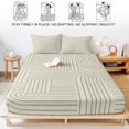 thumbnail image 5 of Queen Size Fitted Sheet Set - Sage Green Boho 3 Piece Bedding Sets 16" Deep Pocket Fitted Sheet with 2 Pillowcases, Abstract Geometric Curves Lines Modern Brushed Microfiber Hotel Luxury Bed Sheets, 5 of 9