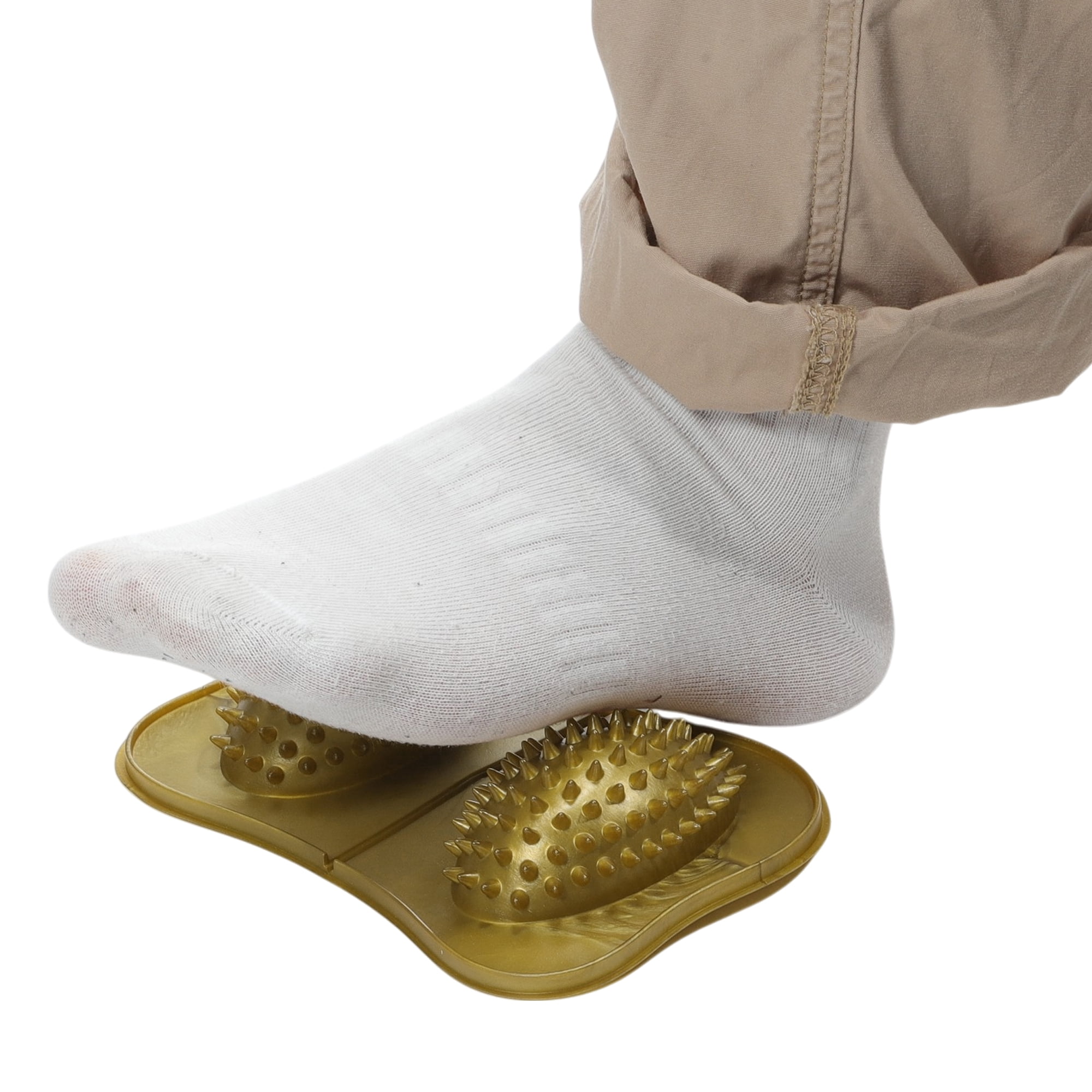 Unique Bargains Durable Useful 1 Pc Double Ellipse Foot Massager for Home Gold Tone