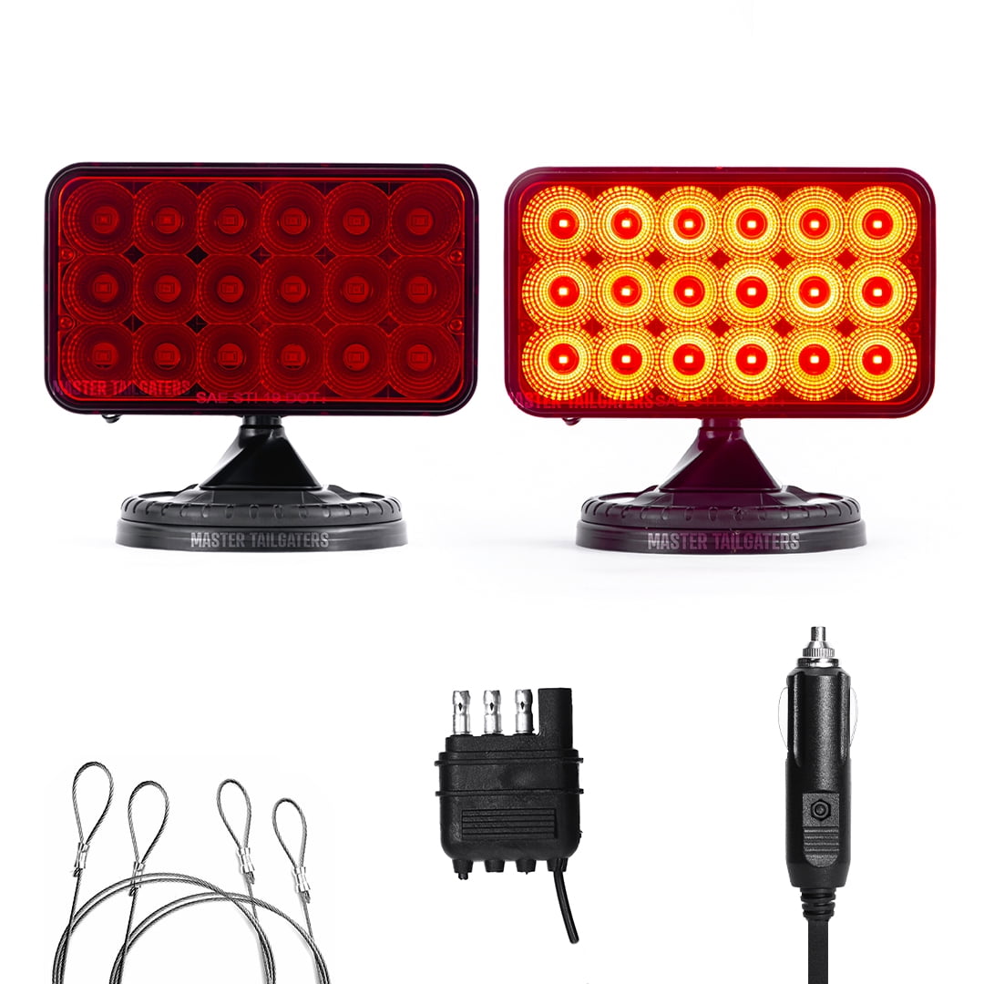 Master Tailgaters Wireless Tow Hitch Lights Rechargeable Battery Mount 4 Pin Flat