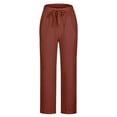 thumbnail image 5 of SELONE Casual Pants for Women Mid Waist Plus Size Lounge Pants Cotton Linen Cropped Trouser Pants Loose Long Beach Pants Pull on Solid Straight Lightweight Comfy Red S Tall Breathable Summer Clothes, 5 of 5