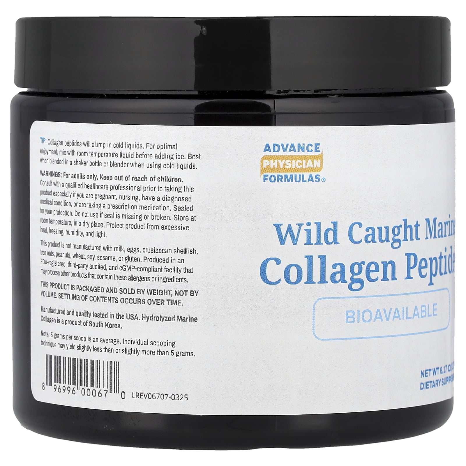 Advance Physician Formulas Wild Caught Marine Collagen Peptides, 6.17 oz (175 g)
