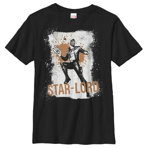 Boy's Marvel Guardians of the Galaxy Star-Lord Splatter  Graphic Tee Black Large