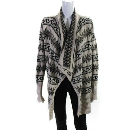 

Pre-owned|Alice + Olivia Womens Wool Cashmere Fair Isle Asymmetric Cardigan Beige Size L
