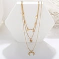 thumbnail image 6 of GHSOHS Necklaces for Women Sweet Seashell Necklace Choker Jewelry Chain Necklaces Pendant Clavicle Chain Vintage Star Moon Long Tassel Three-Layer Gold Necklace Party Jewelry Gift Choker Necklace, 6 of 8