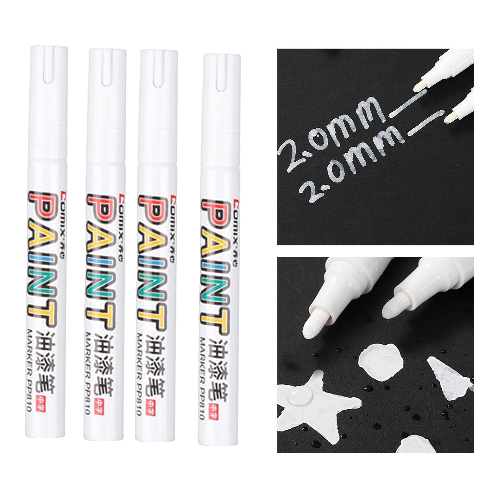 Permanent Paint Markers Pens, White Oil Based Paint Pens, Medium Tip, Quick Drying and Waterproof Marker Pen for Metal, Rock, Wood, Fabric,Mugs, Stone