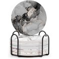 thumbnail image 1 of Los posavasos para bebidas, los posavasos absorbentes con soportes, los posavasos de cerámica con base de corcho y los posavasos de piedra para regalo de inauguración de la casa son un juego de 6 piez, 1 of 5
