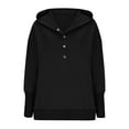 thumbnail image 6 of Qulqfy Women Long Sleeve Hoodies Patchwork Winter Black Sweatshirts Womens Fall 2025 Tops with Silver Button L, 6 of 6