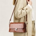 thumbnail image 5 of Genuine Cowhide Leather Crocodile Grain Shoulder Bag, Women's Underarm Handbag, Daily Travel Purse, 5 of 15