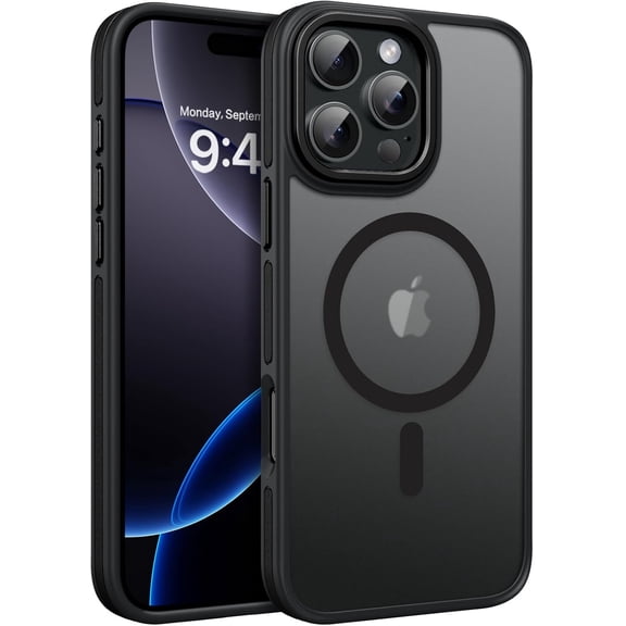 for iPhone 16 Pro Max Magnetic Case, [Compatible with MagSafe] Translucent Matte Slim Fit Anti-Slip Shockproof Women Men Protective Cover Case for iPhone 16 Pro Max 6.9",Black