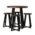 thumbnail image 6 of Walker Edison 5-Piece Rustic Counter-Height Dining Set, Mahogany/Black, 6 of 9
