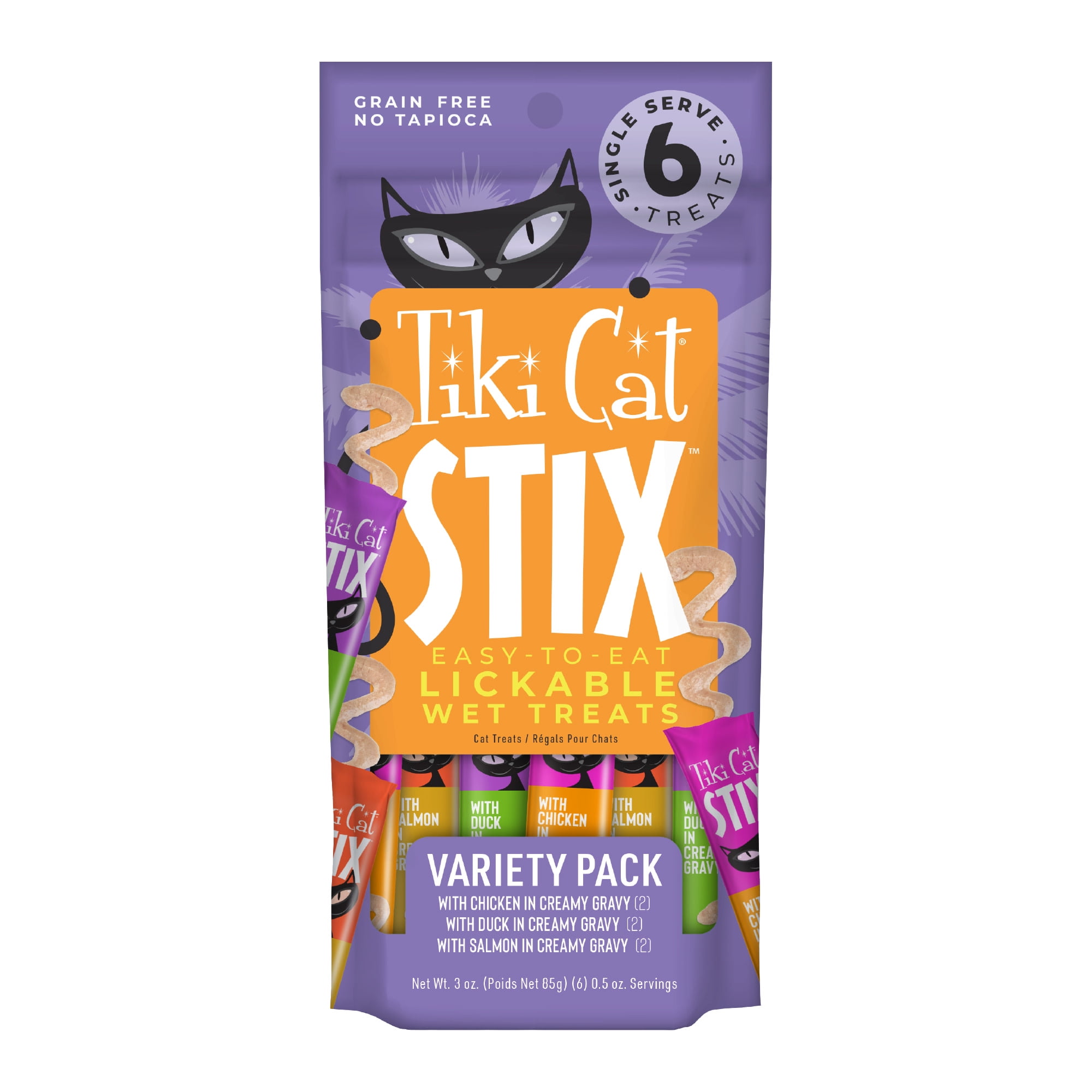 (6 pack) Tiki Cat Stix Wet Cat Treats, Variety Pack, 3 oz. Pouch
