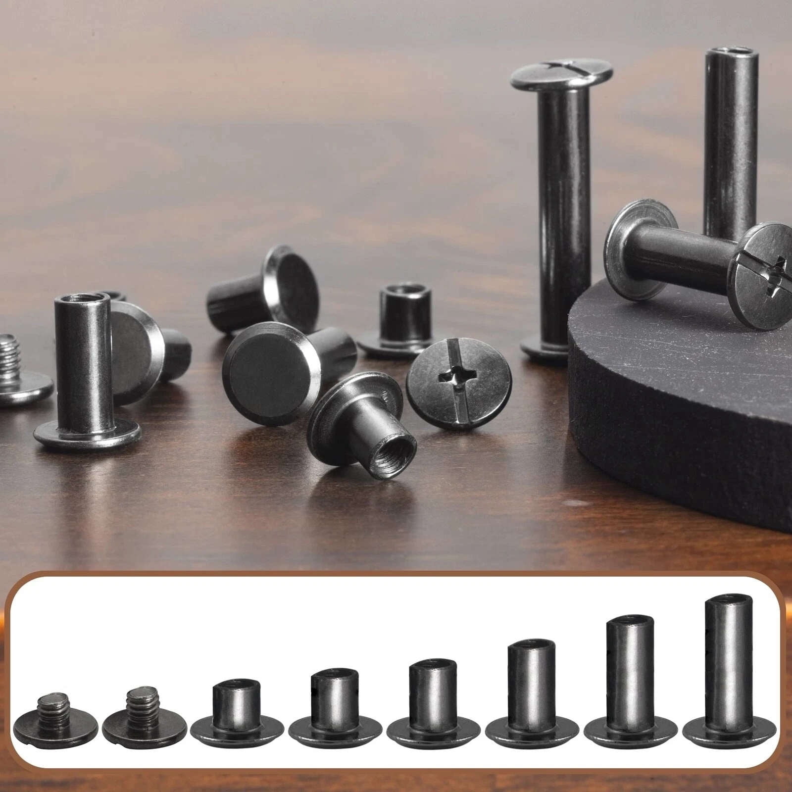 NATEFEMIN Leather Chicago Screws Binding Posts Iron 110 Sets M5 Assorted for Connecting Belts Bags