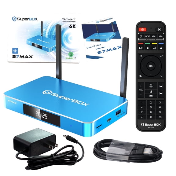 2026 SuperBox S7 Max Fully Loaded, 4GB RAM 64GB ROM, Super Box S7 Max Smart TV Box with Voice Remote, Powerful Media Box with 7-day Time Shift