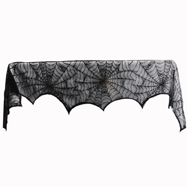 Decoración de Halloween Decoraciones de Halloween Lámpara de mesa de encaje Tela para chimenea Cortina de ventana Decoración de Halloween