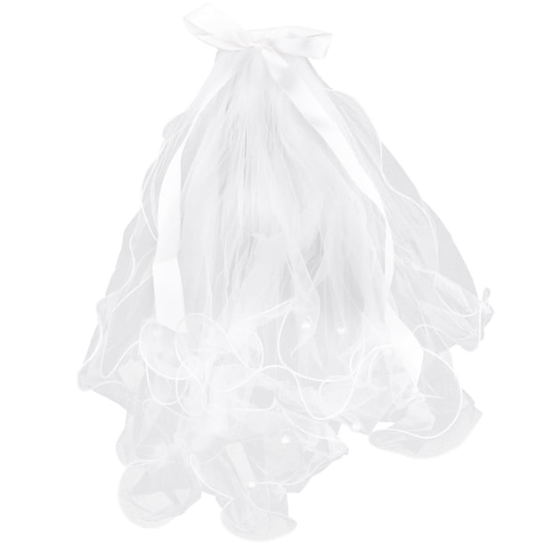 KAKOWELY Velo de despedida de soltera, decoración de velo blanco para fotografía de boda (estilo pinza para el cabello)