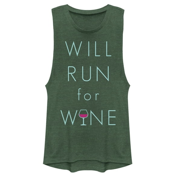Junior's CHIN UP Will Run For Wine Glass  Festival Muscle Graphic Tee Pine Green Heather 2X Large