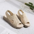 thumbnail image 5 of Anuirheih Woman Sandals Thick Bottom Fish Mouth Washable Sport Sandals Mesh-Knit Open-Toe Soft-Sole Sandals Sandals Women (Beige), 5 of 5
