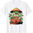 thumbnail image 1 of Frog Eating Ramen Kawaii Neko Japanese Noodles Anime Lovers Camiseta, 1 of 2