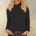 thumbnail image 2 of Comdrip Hauts pour Femmes Manches Longues Chemises pour Femmes Coupe Ample Col Roulé Haut Décontracté Automne Hauts Légers Chauds Chandails Hauts Col Roulé pour Femmes Noir 2TG, 2 of 5