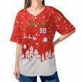 thumbnail image 2 of Custom Christmas Snowfall & Santa Sleigh Baseball Jersey - Personalized Name & Number Xmas Festive Holiday Shirt, 2 of 4