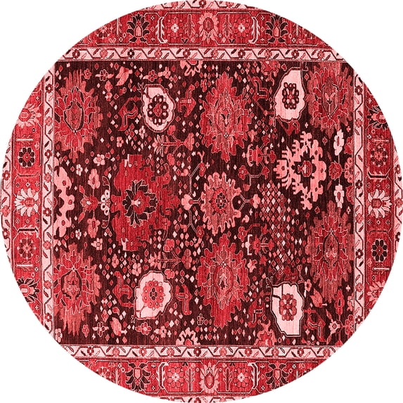 Ahgly Company Indoor Round Oriental Red Industrial Area Rugs, 4' Round