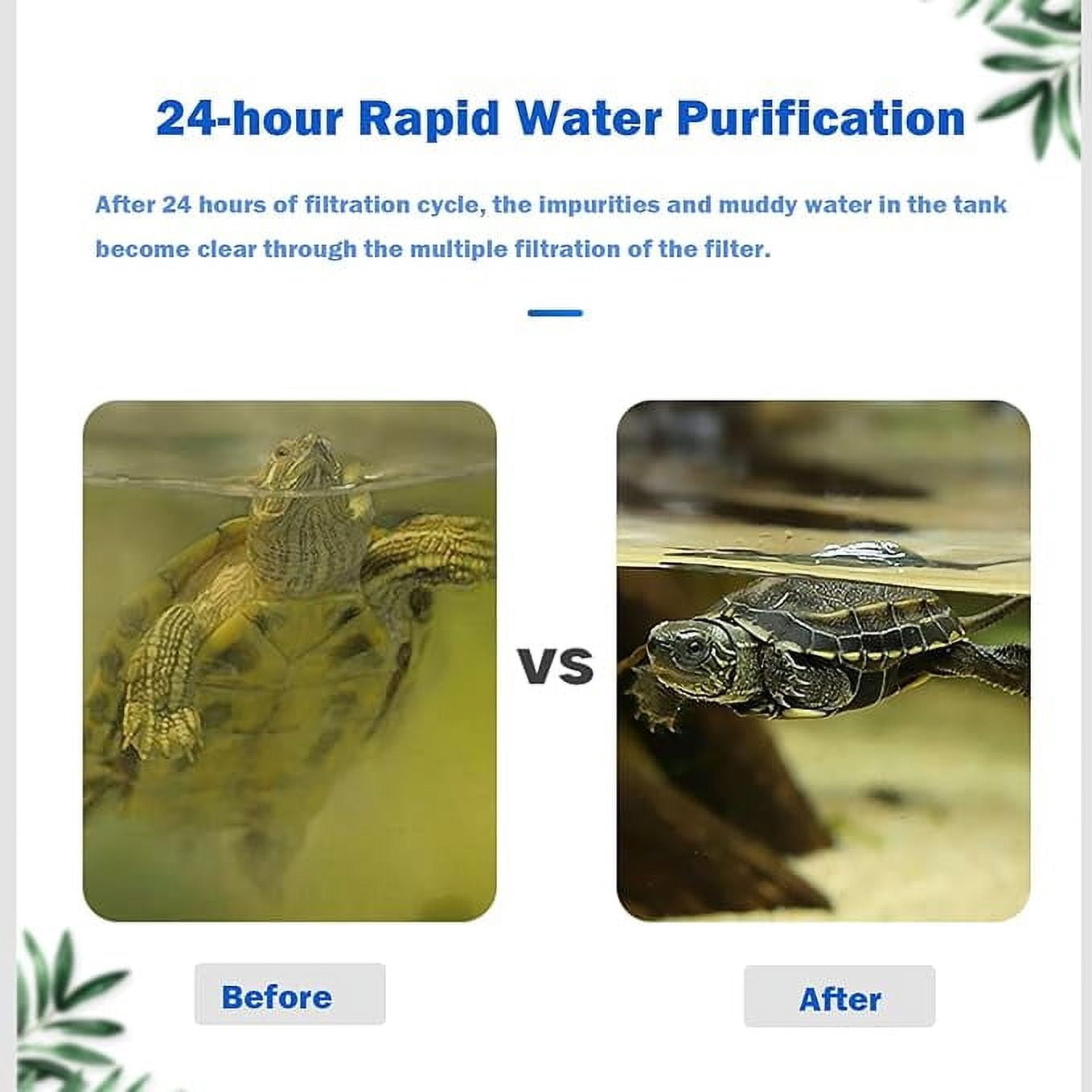Upgraded Turtle Tank Filter, Aquarium Internal Filter Fish Tank Filter for 5 to 40 Gallons (Approx. 15.7 Liters) Ultra Silent Fast High Efficiency Filtration Waterfall Filter (Filter)