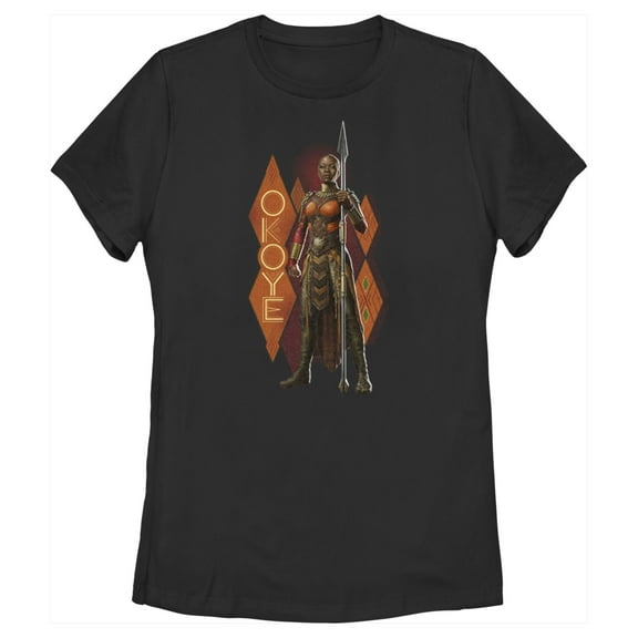 Women's Black Panther: Wakanda Forever Okoye Pattern  Graphic Tee Black Large