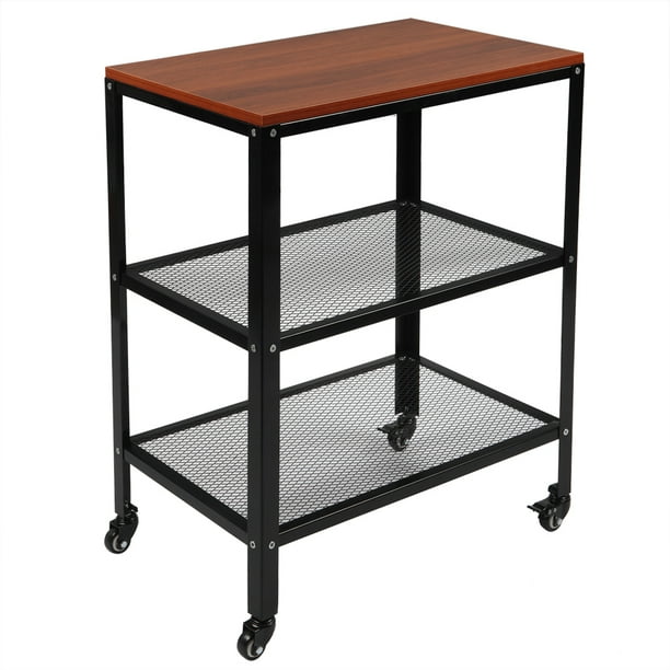 Lixada 3 Tier Kitchen Microwave Cart Rolling Kitchen Utility Cart Standing Bakers Rack Storage Cart With Metal Frame For Living Room Brown Walmart Com Walmart Com