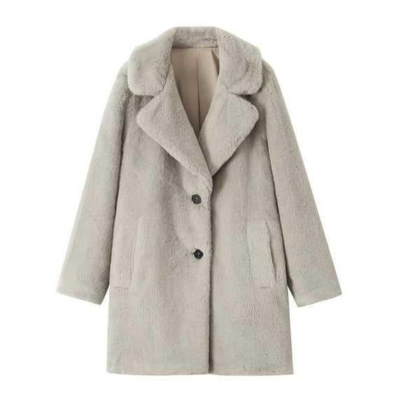 HBFAGFB Winter Jackets for Women Fall Long Sleeve Comfortable Lapel Button Down Long Coats Grey Size L
