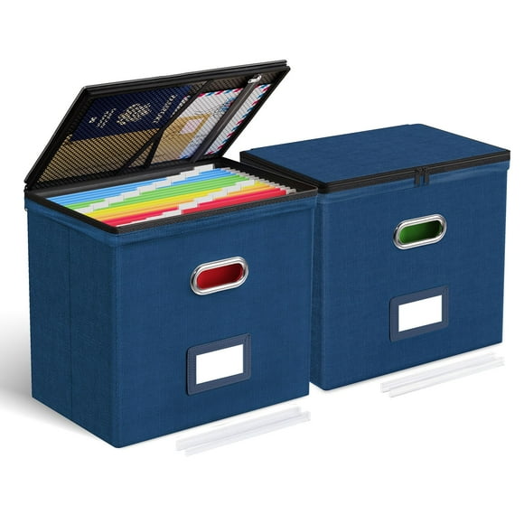 Cajas Organizadoras de Archivos Oterri con Tapa y Bolsillos de Malla, Paquete de 2