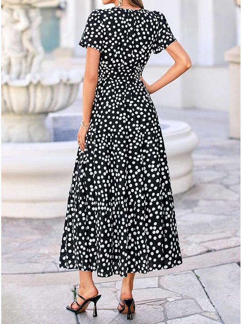 boho casual wedding guest dress Ahabrexf Women's Smocked Maxi Dress, Boho Wedding Guest Dress with  Spaghetti Straps and Tiered Ruffles for Casual Summer Events