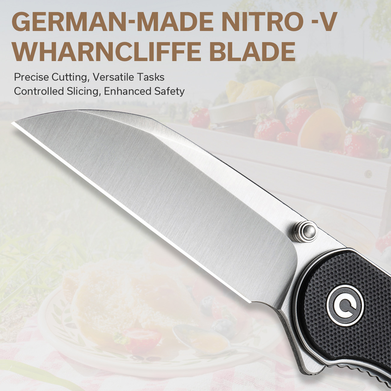 CIVIVI Pocket Folding Knives Elementum 2.97'' Nitro-V Wharncliffe Blade C18062AF-1