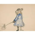 thumbnail image 2 of Charles Demuth 24x20 Black Ornate Framed Double Matted Museum Art Print Titled: Girl Pulling Wagon (Plain Girl in Blue Dress) (1910), 2 of 5